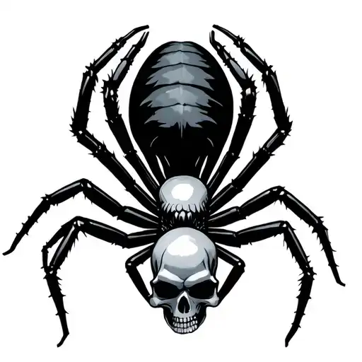 black widow spider with skulls surrounded tattoo design idea