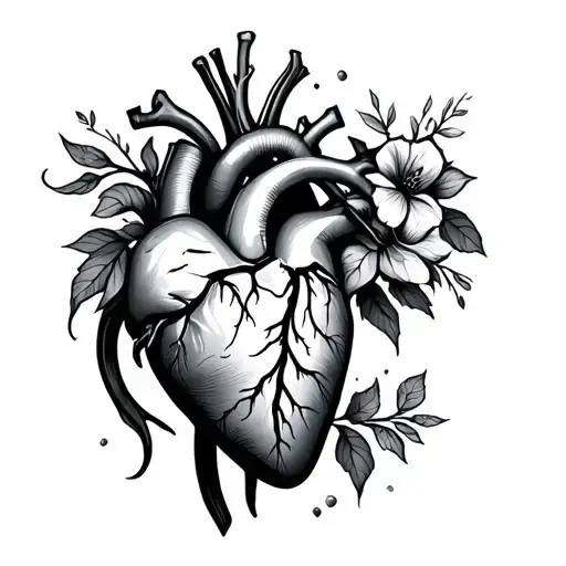 human heart tattoo design idea