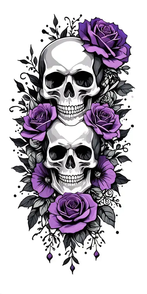 wedding, black, dark purple, skulls, love, veteran tattoo design idea