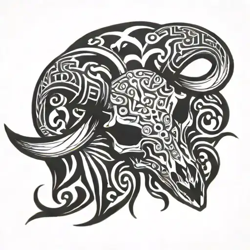cattle horn bull skull tattoo design idea