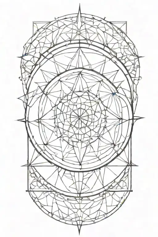 golden ratio spiral compass rose intertwined tattoo design idea