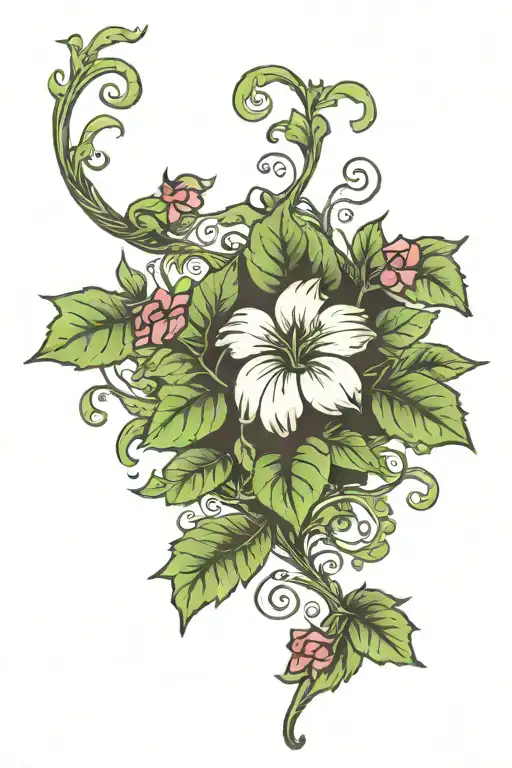 climbing ivy vines tendrils tattoo design idea