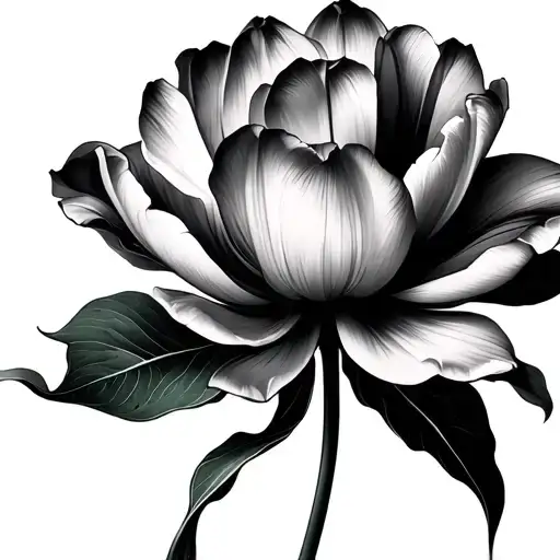 black tulip magnolia tattoo design idea