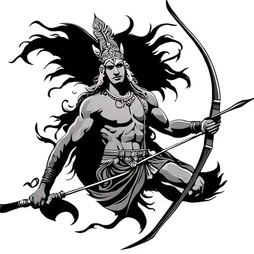 karna with archery and bow tattoo design idea