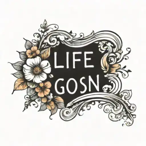 semicolon and flowers with the words," life goes on" tattoo design idea