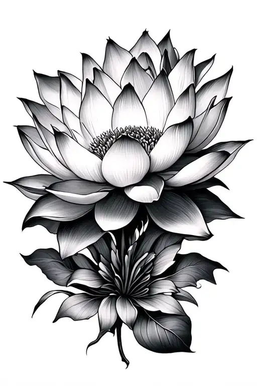 "Sarah Justine. Alicia" Lotus flower tattoo design idea