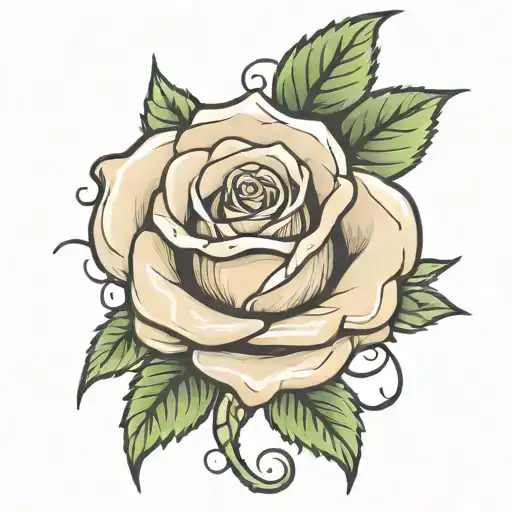 the name Marley written in a rose tattoo design idea