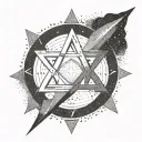 Sumerian Anunnaki symbol intertwined with Pleiades constellation in dotwork style tattoo design idea