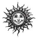 Smiley Face Sun tattoo design idea