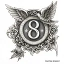 888 angel number with balance scale. no shading or too complicated  tattoo design idea