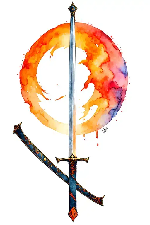 Deathstroke wielding sword with armor  tattoo design idea
