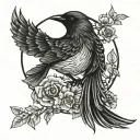 A bird and moon tattoo  tattoo design idea