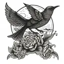 A bird and moon tattoo  tattoo design idea