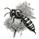 bee and dandelion blowing tattoo design idea