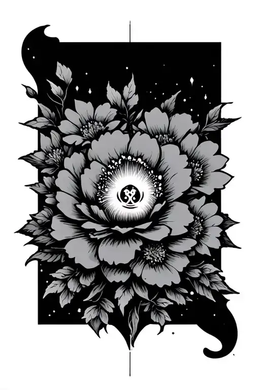 Japanese floral with sleep token band logo and invent animate band logo  tattoo design idea