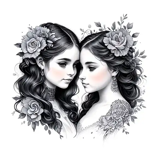 Sister and brother tattoo design idea