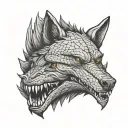 Wolf and Alligator  tattoo design idea