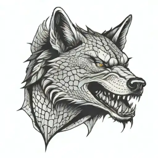 Wolf and Alligator  tattoo design idea