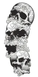 skulls soft shading clouds swirling smoke tattoo design idea