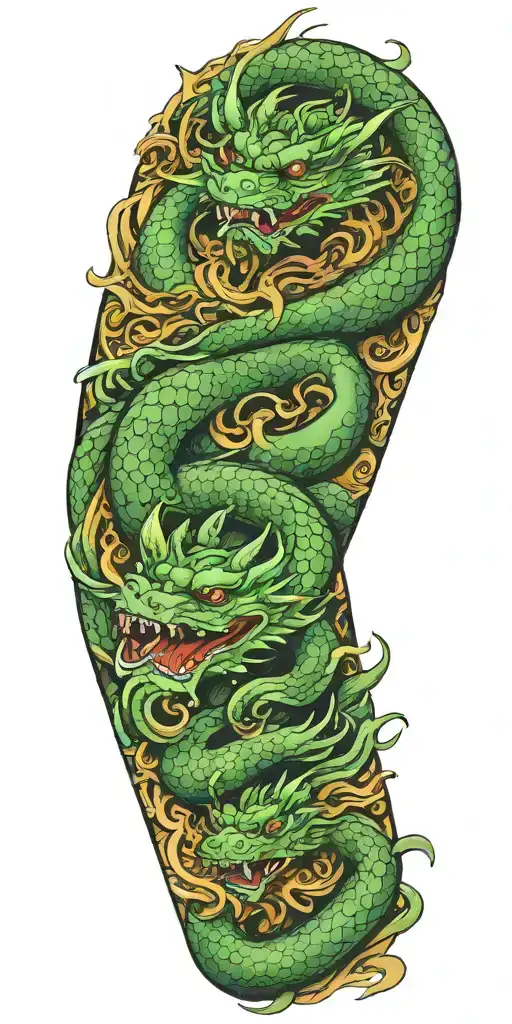 chinese wood dragon wrapped featuring elements of strength wisdom fairness with forest and wood elements tattoo design idea
