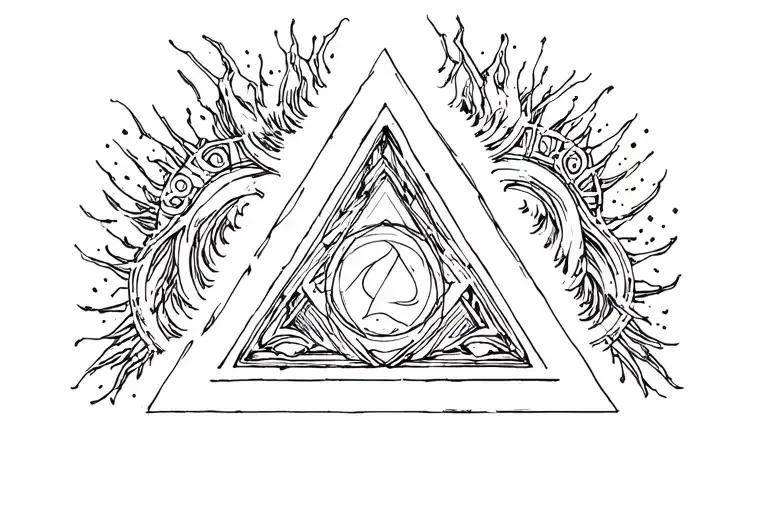dmt entity inside a triangle tattoo design idea