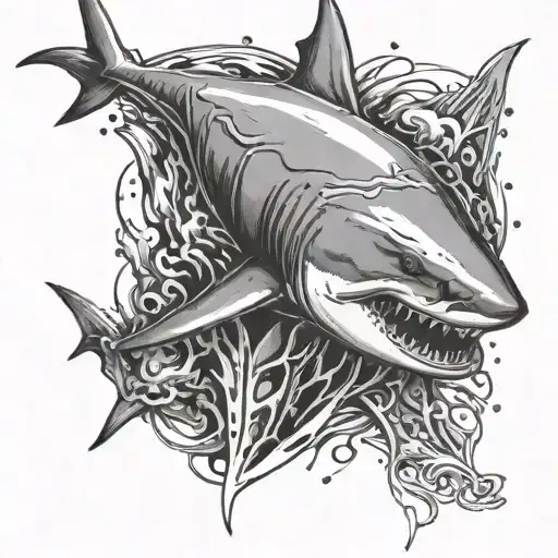 Shark dangerous tattoo design idea