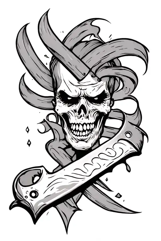 anger issues, anxiety, depression, knife intertwined tattoo design idea