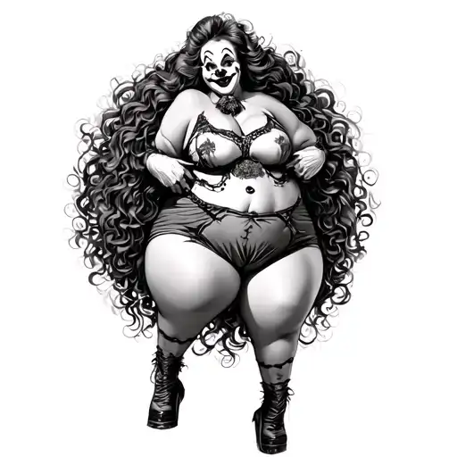 big booty female clown tattoo design idea