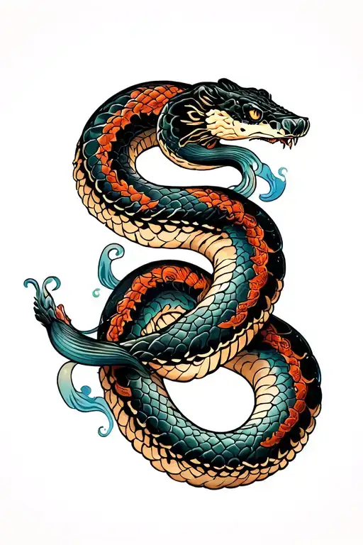 Anaconda wrapped around arm sleeve tattoo design idea