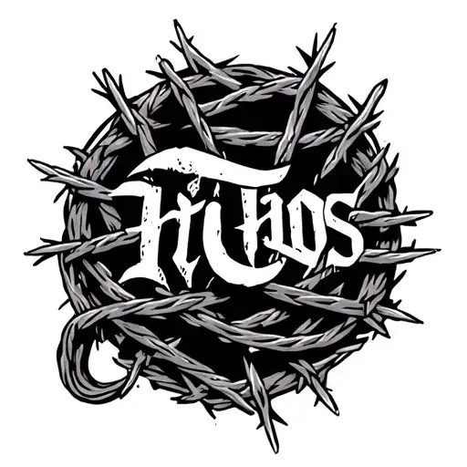 croos whit barbed wire with the last name tuz in the croos tattoo design idea