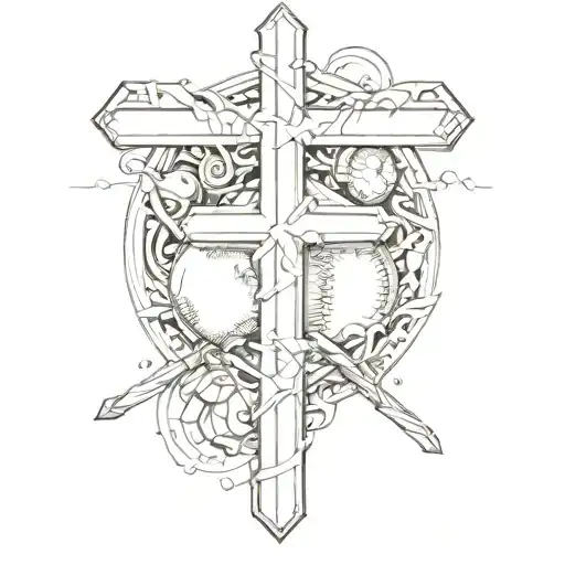 cross, baseball and 7355608 tattoo design idea