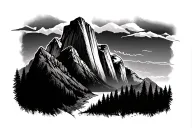tribal tattoo with yosemite and mountain range tattoo design idea