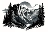 tribal tattoo with yosemite and mountain range tattoo design idea