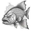 angry barramundi tattoo design idea