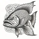 angry barramundi tattoo design idea