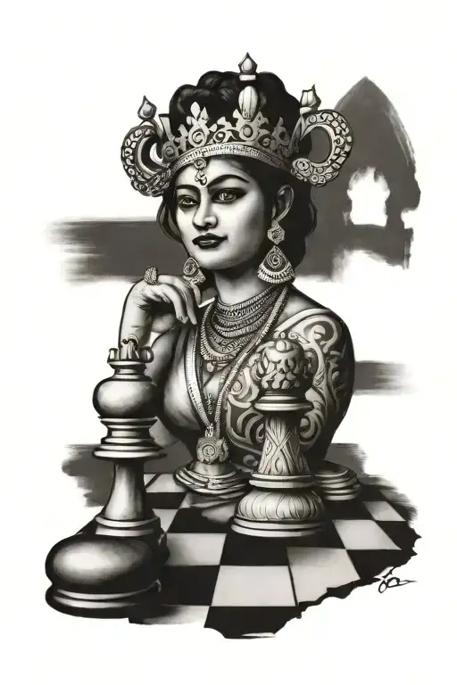 bengali and chess king tattoo design idea