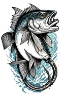 walleye and hook  tattoo design idea