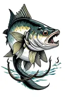 walleye and hook  tattoo design idea
