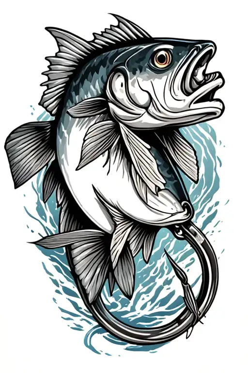 walleye and hook  tattoo design idea