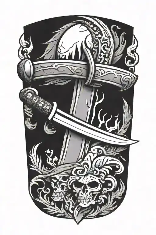 machete blade tattoo design idea
