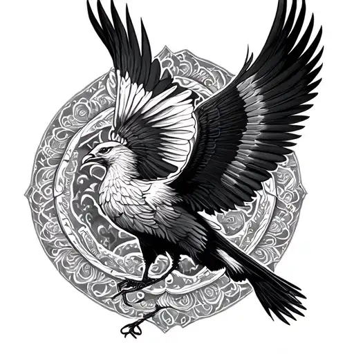 Garuda Flying Over a Batik Garuda with Indonesian Melati tattoo design idea