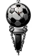 clock and soccer ball with chain tattoo design idea