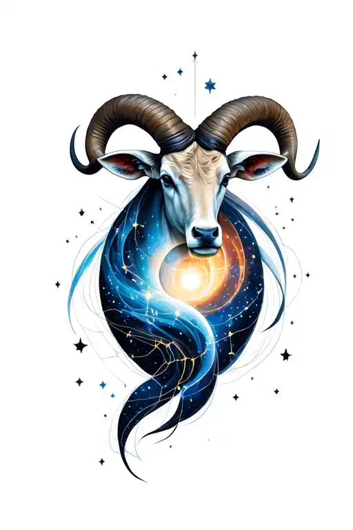 Taurus and Aries constellation intertwined tattoo design idea