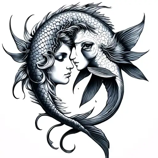 Pisces And Virgo Combined tattoo design idea