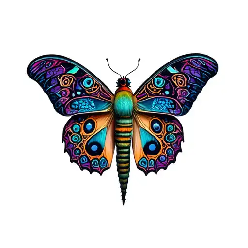 mandala with moth tattoo design idea