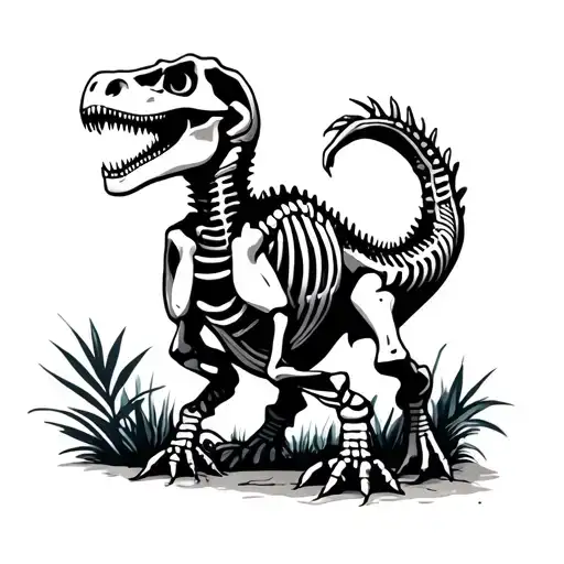 lines dinosaur skeleton tattoo design idea