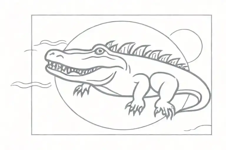alligator sun tattoo design idea