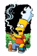 lisa and Bart Simpson smoking a blunt tattoo design idea