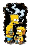 lisa and Bart Simpson smoking a blunt tattoo design idea