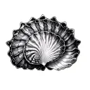 Silk,ocean and sea shell pattern tattoo design idea
